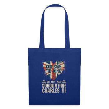 Couronnement du roi britannique Charles Angleterre Drapeau - Sac en tissu - bleu royal - Devant