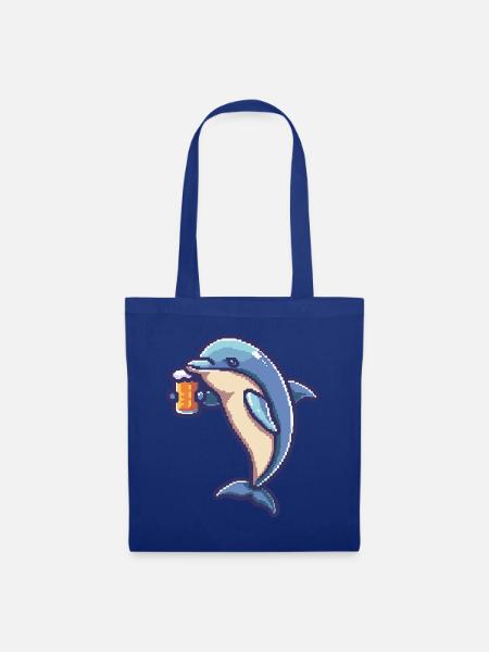 Delfin Pixel Bier - Stoffbeutel - Royalblau