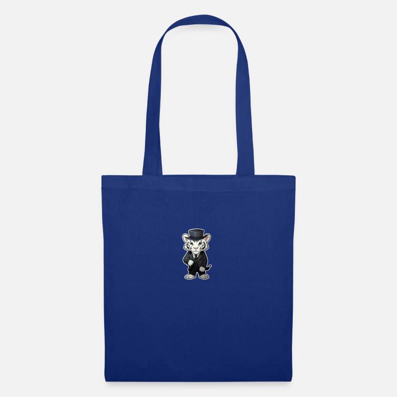 cute white tiger wearing a black suit and hat - Stoffbeutel - Royalblau