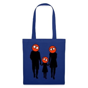 Familie Silhouette Liebe Kinder Eltern Mama Papa - Stoffbeutel - Royalblau - Vorne