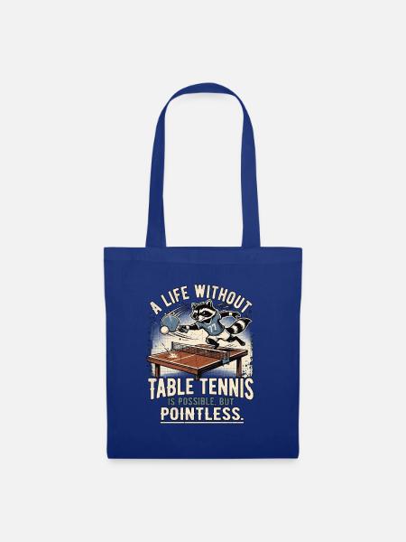 Tischtennis Waschbär - Stoffbeutel - Royalblau