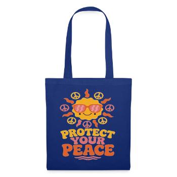 Sonnenpeace Motiv mit Peace Symbol - Stoffbeutel - Royalblau - Vorne