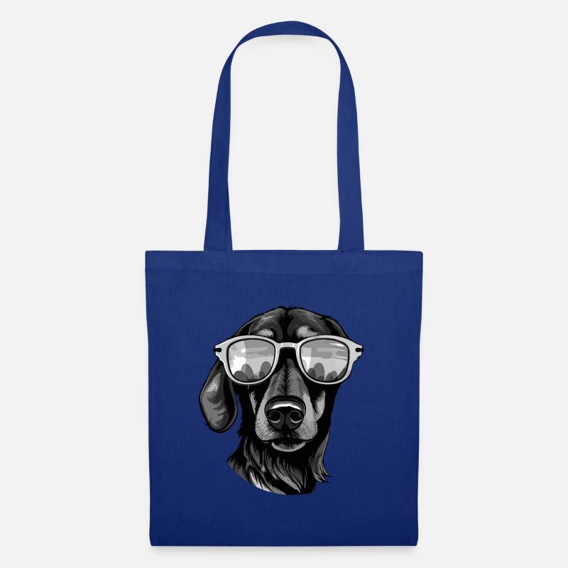 Dachshund Hund Kopf Dackel - Stoffbeutel - Royalblau