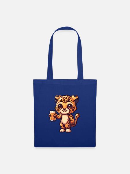 Leopard Pixel Bier - Stoffbeutel - Royalblau