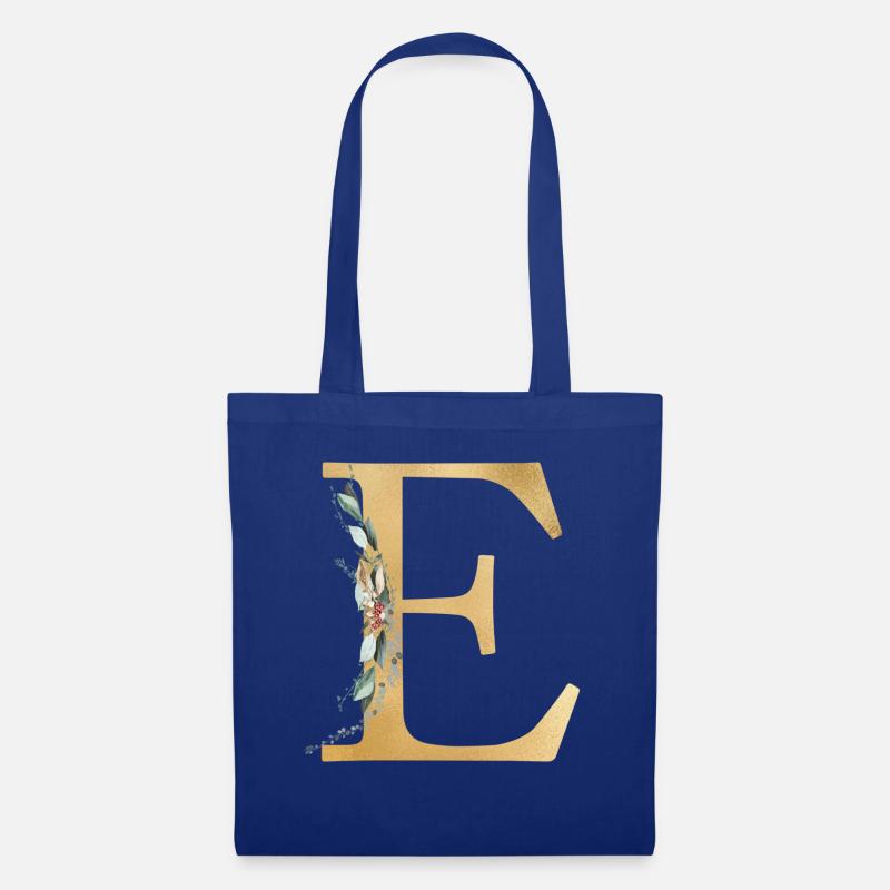Personalisierbar Monogramm E - Stoffbeutel - Royalblau