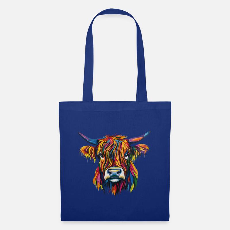 Kuh Highland Cow - Stoffbeutel - Royalblau