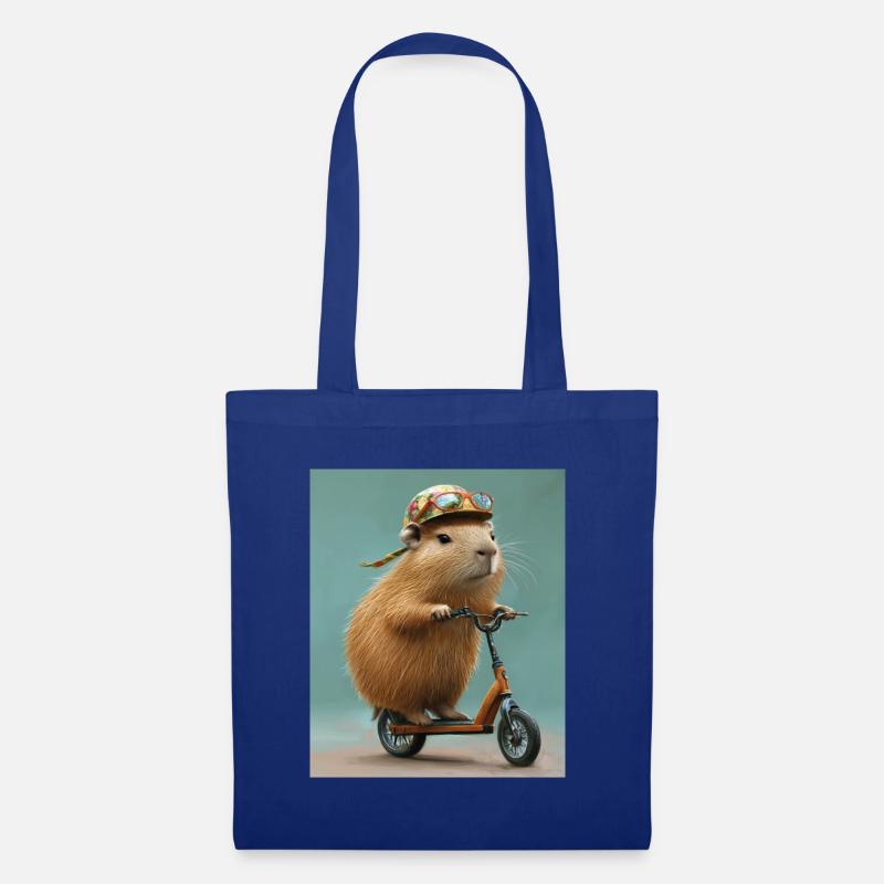Capybara auf Scooter - Stoffbeutel - Royalblau
