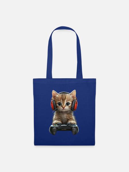 Katze Gaming - Stoffbeutel - Royalblau