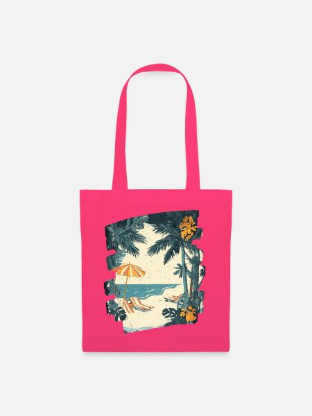 Sommer Palme Strand - Stoffbeutel - Azalea