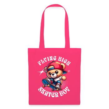 Ours en peluche skateur sur skateboard - Sac en tissu - rose azalée - Devant