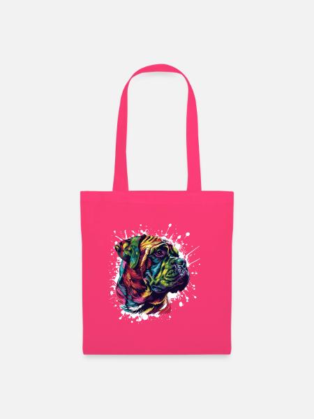 Farbiger Hund Portrait Splatter - Stoffbeutel - Azalea