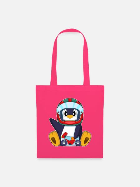 Pinguin Motorrad - Stoffbeutel - Azalea