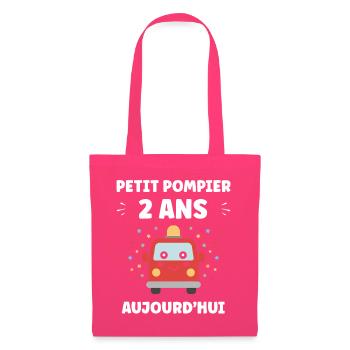 Petit Pompier 2 Ans Aujourd'hui - Sac en tissu - rose azalée - Devant