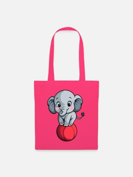 Balancierender Elefant auf rotem Ball - Stoffbeutel - Azalea