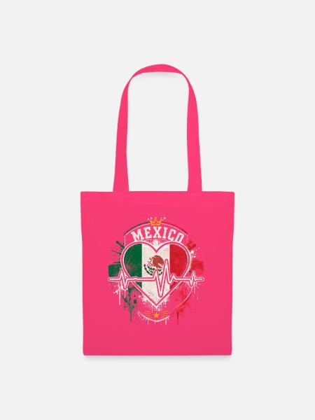 Mexiko Herzflagge Pulse - Stoffbeutel - Azalea