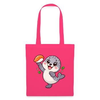 Robbenbaby balanciert einen Lachs Nigiri - Stoffbeutel - Azalea - Vorne