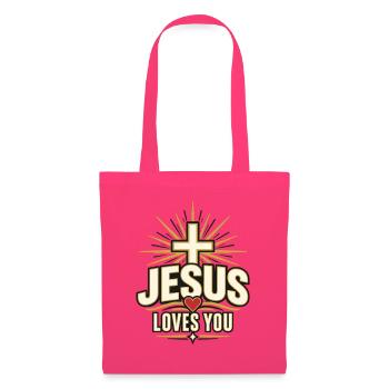 Jesus liebt dich – Christlicher Glaube - Stoffbeutel - Azalea - Vorne