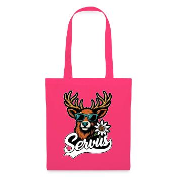 Servus Hirsch Sonnenbrille Bayern Tracht Geschenk - Stoffbeutel - Azalea - Vorne
