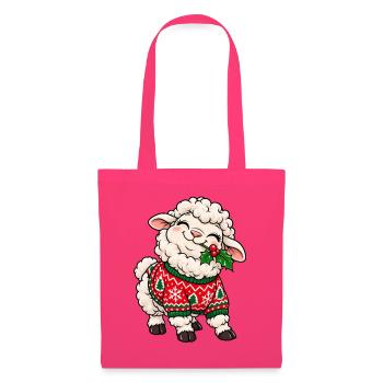 Weihnachten Schaf Pullover Mistel Geschenk - Stoffbeutel - Azalea - Vorne