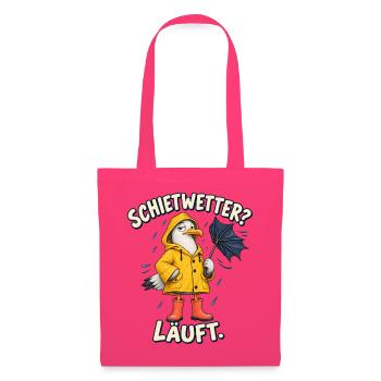 Schietwetter läuft Möwe im Regenmantel - Stoffbeutel - Azalea - Vorne