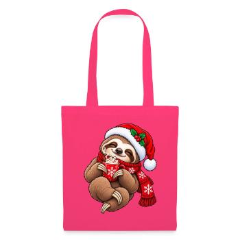 Süßes Faultier mit Weihnachtsmütze & Kakao - Stoffbeutel - Azalea - Vorne