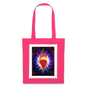 Herz Jesu Feuerherz Dornenkrone - Stoffbeutel - Azalea - Vorne