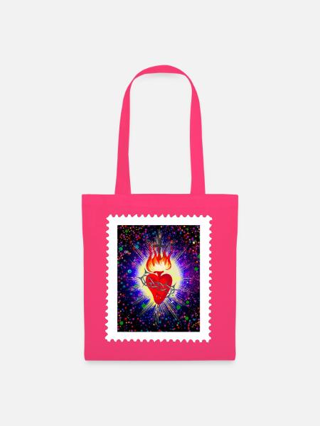 Herz Jesu Feuerherz Dornenkrone - Stoffbeutel - Azalea