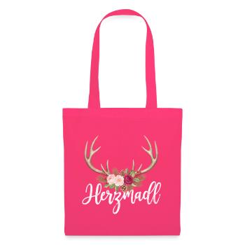 Herzmadl Hirsch Geweih Tracht Alpen Geschenk - Stoffbeutel - Azalea - Vorne