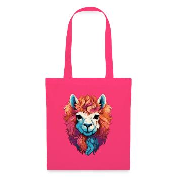 Lama Kopf Bunt Illustration - Stoffbeutel - Azalea - Vorne