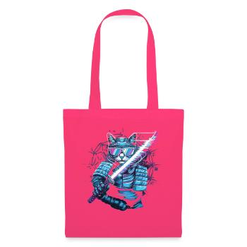  Cyberpunk Samurai Katze Mit Energie Katana - Stoffbeutel - Azalea - Vorne
