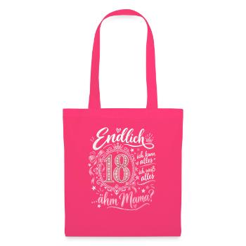 18. Geburtstag Mädchen Endlich 18 Ähm Mama Krone - Stoffbeutel - Azalea - Vorne
