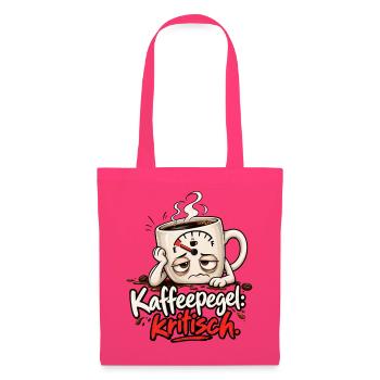 Lustiges Kaffeemotiv - Kaffeepegel kritisch   - Stoffbeutel - Azalea - Vorne