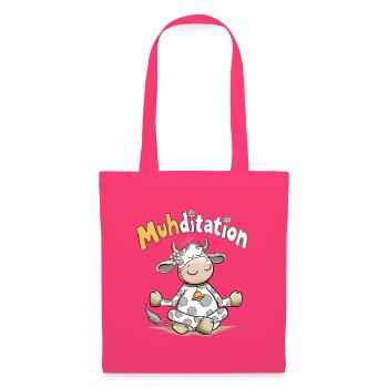 Muhditation Kuh Yoga Meditation Wortspiel Humor - Stoffbeutel - Azalea - Vorne