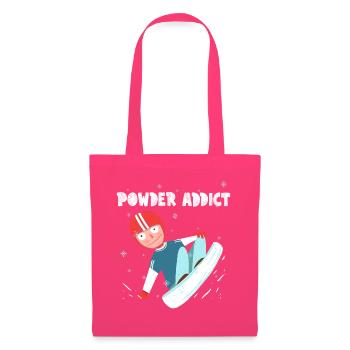 Powder Addict - Lustiger Snowboarder Retro Cartoon - Stoffbeutel - Azalea - Vorne