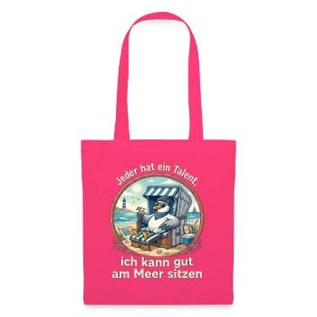 Talent am Meer – Möwe entspannt sitzt - Stoffbeutel - Azalea - Vorne