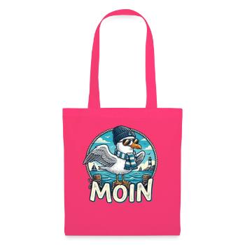 Moin Küsten-Seemöwe mit Schal & Mütze - Stoffbeutel - Azalea - Vorne