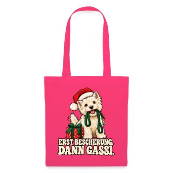 Weihnachtshund Erst Gassi - Stoffbeutel - Azalea - Vorne