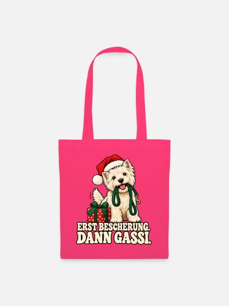 Weihnachtshund Erst Gassi - Stoffbeutel - Azalea