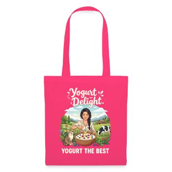 Yogurt Delight Lustiges Joghurt Katze Kuh Design - Stoffbeutel - Azalea - Vorne