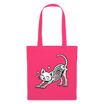 Fröhliche Skelettkatze Stretch - Stoffbeutel - Azalea - Vorne