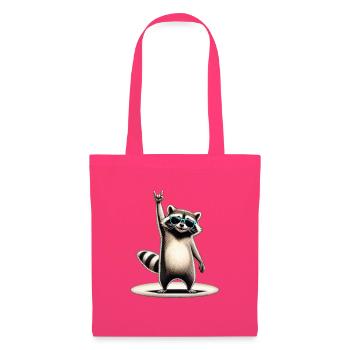 Raccoon Rocker mit Sonnenbrille - Stoffbeutel - Azalea - Vorne