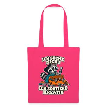 Waschbär – Ich suche nicht, ich sortiere kreativ - Stoffbeutel - Azalea - Vorne
