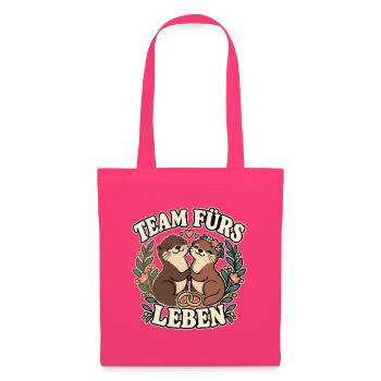 Team fürs Leben – Otter Hochzeit Paar - Stoffbeutel - Azalea - Vorne