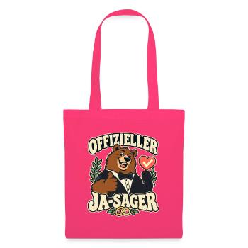 Offizieller Ja-Sager – Bär Bräutigam Hochzeit - Stoffbeutel - Azalea - Vorne