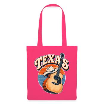 Texas Retro Gitarre & Cowboy Hut - Stoffbeutel - Azalea - Vorne