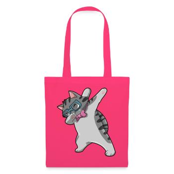 Nerd Katze Dab - Stoffbeutel - Azalea - Vorne