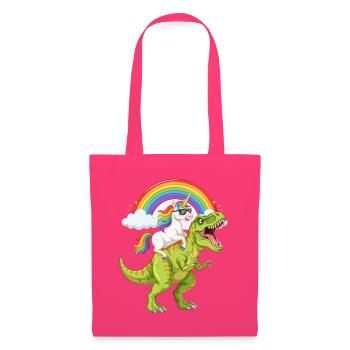 Einhorn reitet auf T-Rex unter Regenbogen - Stoffbeutel - Azalea - Vorne