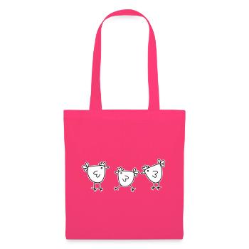 3 poules poules bovins à plumes - Sac en tissu - rose azalée - Devant