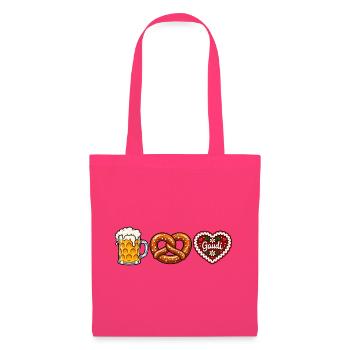 Bier Brezel & Lebkuchenherz –  Volksfest Motiv - Stoffbeutel - Azalea - Vorne