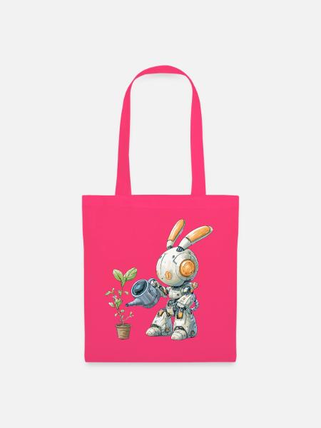 Roboter Hase gießt Pflanze - Stoffbeutel - Azalea